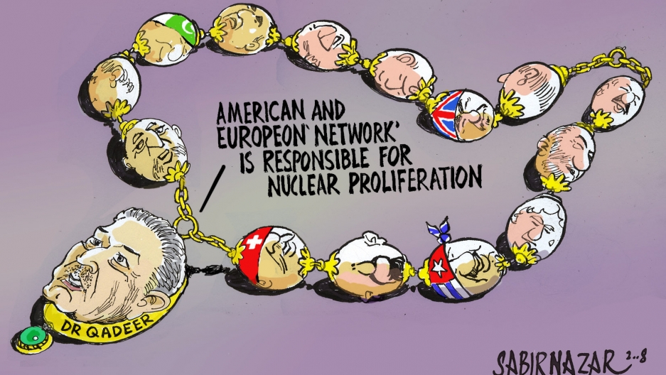Pakistani scientist Dr Qadeer (A.Q. Khan) blamed European and American networks for nuclear proliferation until he was forced to admit that he sold nuclear technology to North Korea, Iran and Libya. Pakistani scientist Dr Qadeer (A.Q. Khan) blamed European and American networks for nuclear proliferation until he was forced to admit that he sold nuclear technology to North Korea, Iran and Libya.